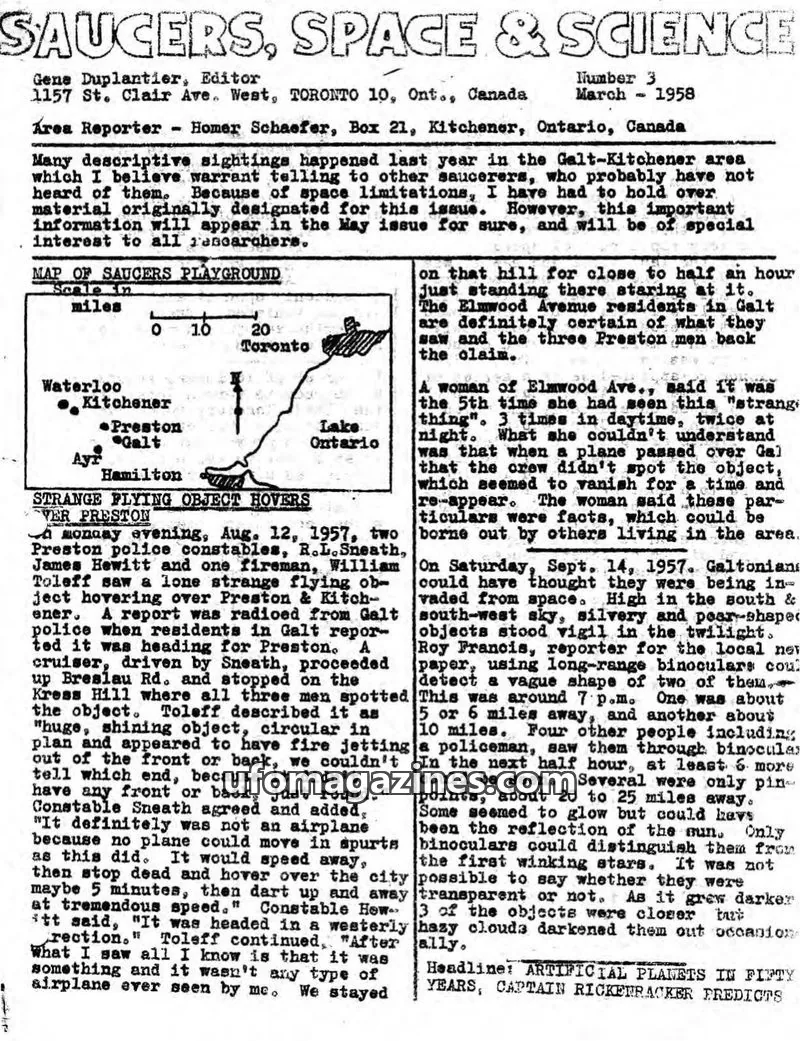 Cover of Saucers, Space & Science  (Duplantier) issue 3: SAUCERS, SPACE & SCIENCE