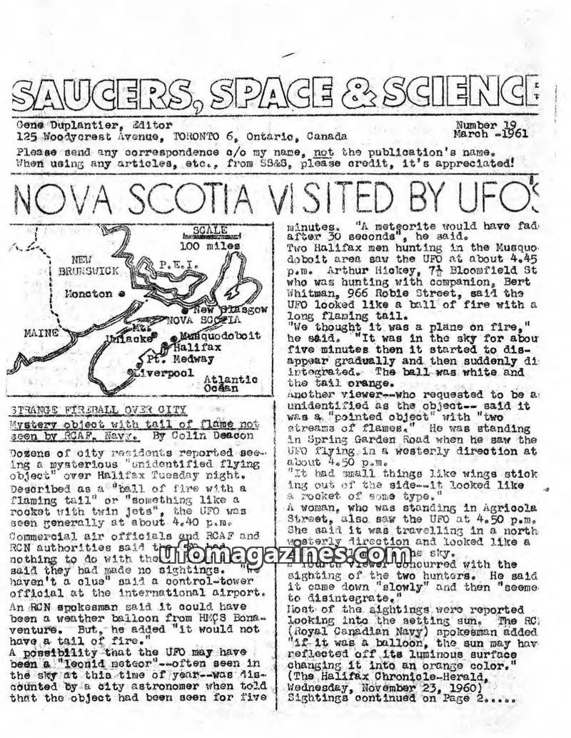 Cover of Saucers, Space & Science  (Duplantier) issue 19: SAUCERS, SPACE & SCIENCE