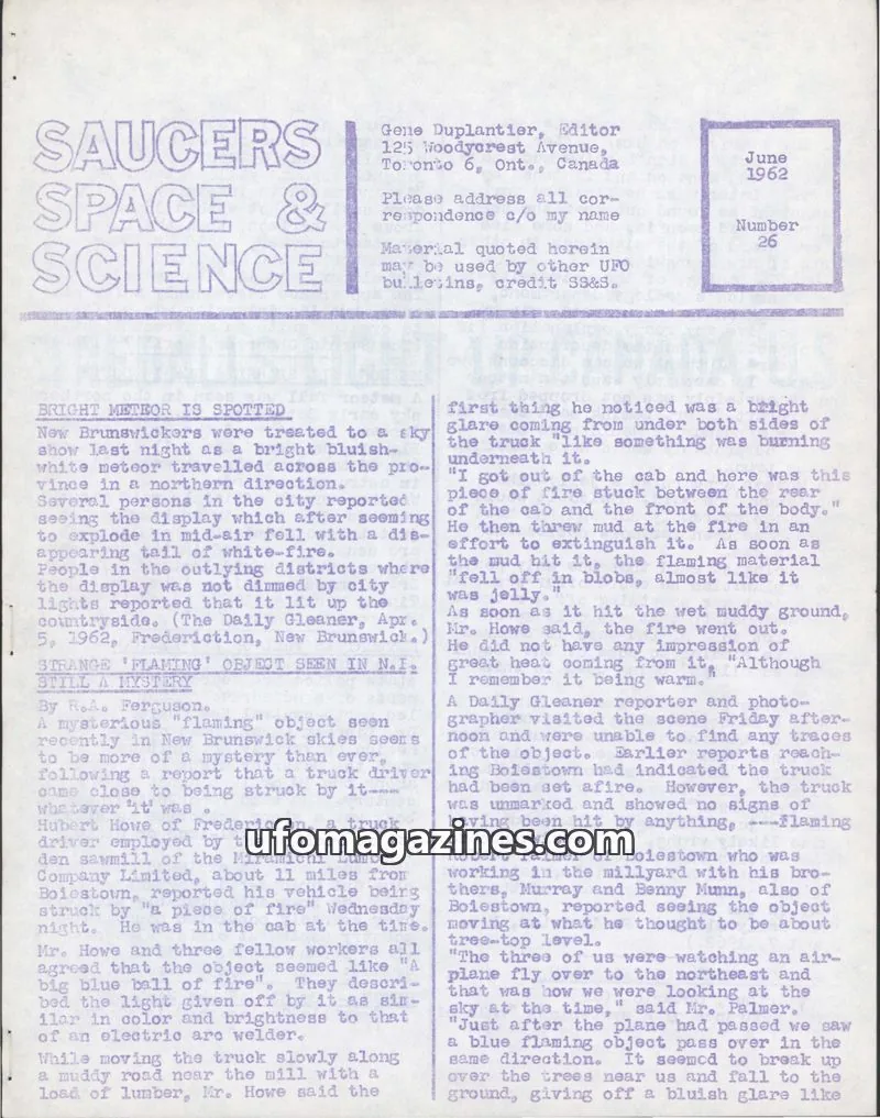Cover of Saucers, Space & Science  (Duplantier) issue 26: SAUCERS SPACE & SCIENCE