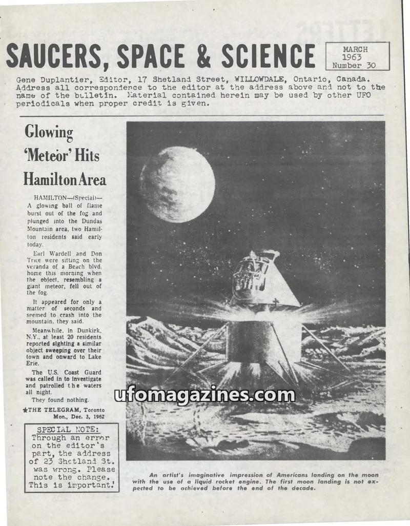 Cover of Saucers, Space & Science  (Duplantier) issue 30: SAUCERS, SPACE & SCIENCE