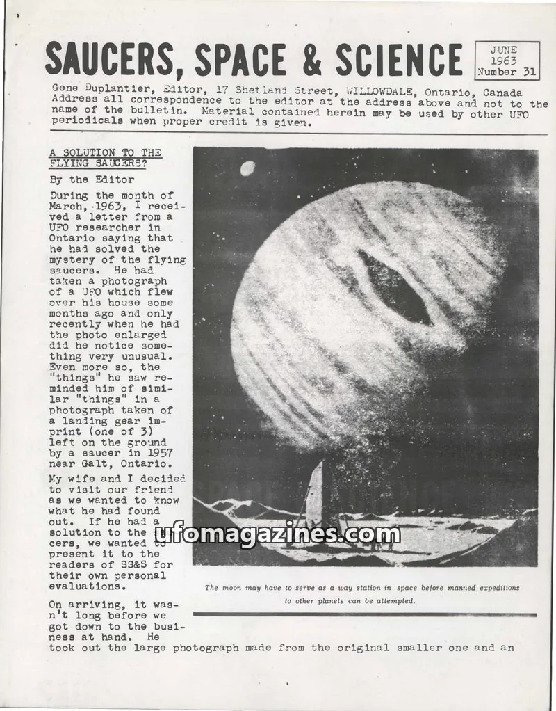 Cover of Saucers, Space & Science  (Duplantier) issue 31: SAUCERS, SPACE & SCIENCE