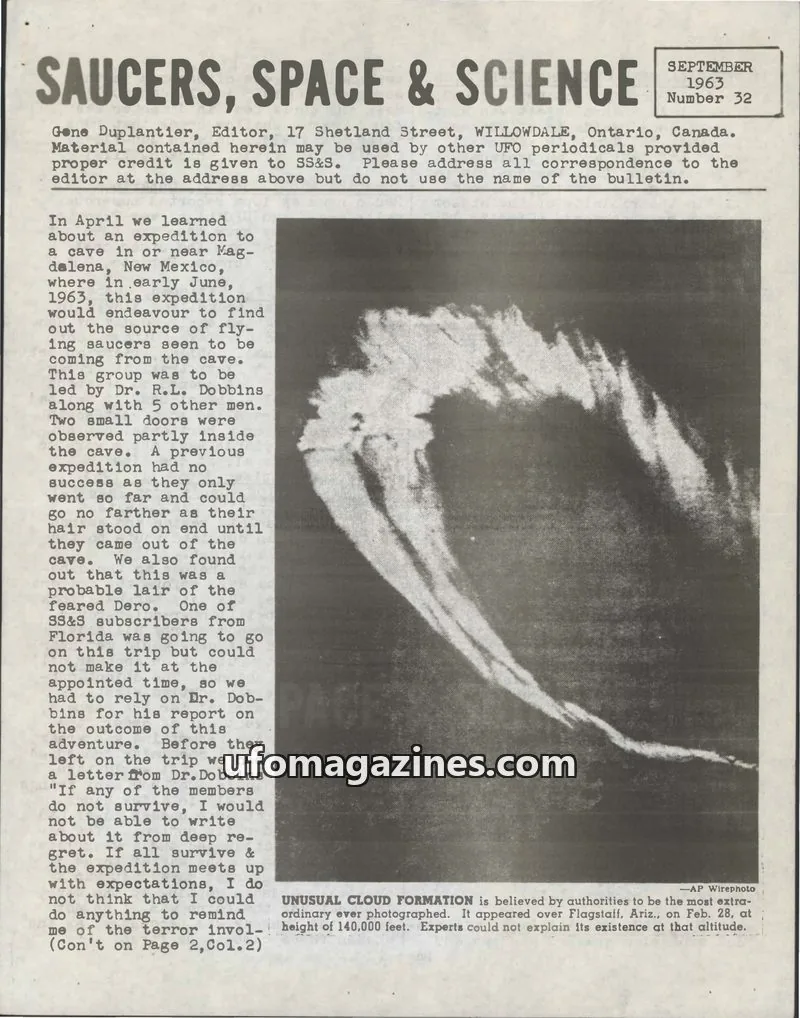 Cover of Saucers, Space & Science  (Duplantier) issue Number 32: SAUCERS, SPACE & SCIENCE