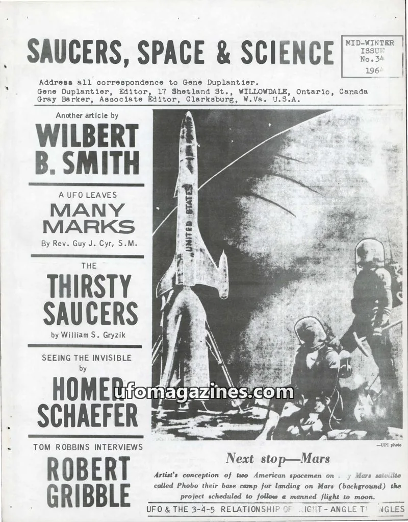 Cover of Saucers, Space & Science  (Duplantier) issue No. 34: SAUCERS, SPACE & SCIENCE