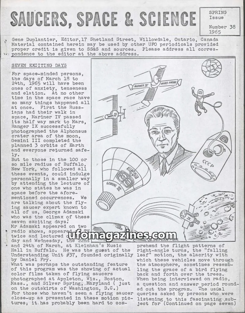 Cover of Saucers, Space & Science  (Duplantier) issue 38: SAUCERS, SPACE & SCIENCE