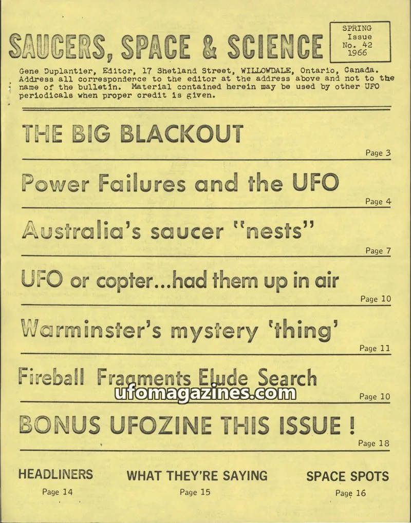 Cover of Saucers, Space & Science  (Duplantier) issue No. 42: SAUCERS, SPACE & SCIENCE