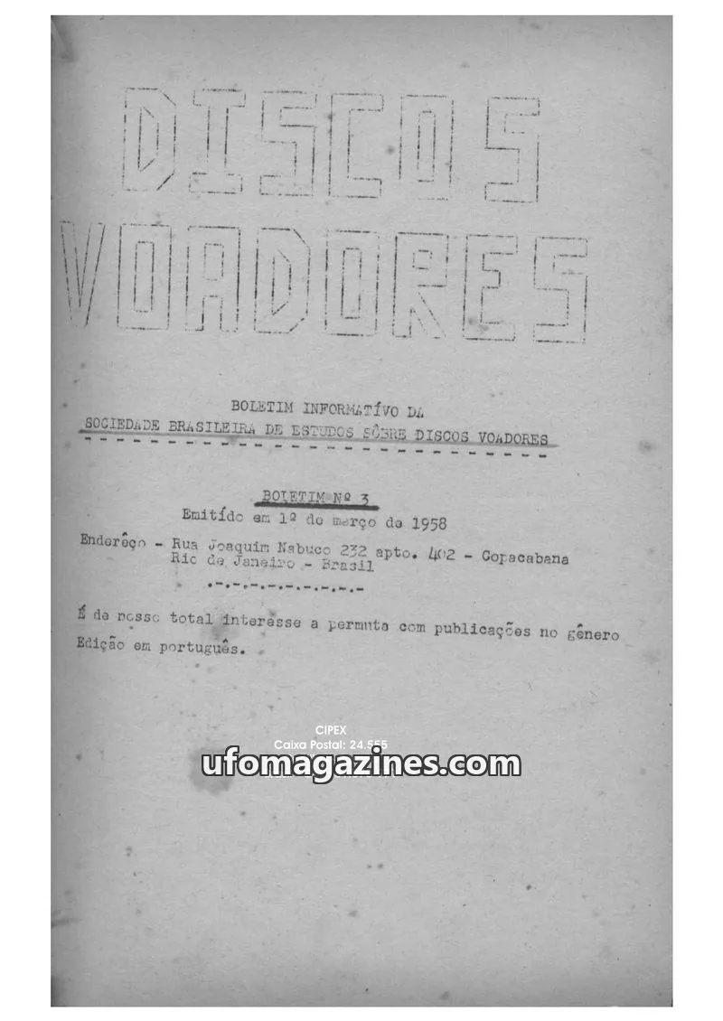 Cover of CIPEX issue Nº 3: DISCOS VOADORES