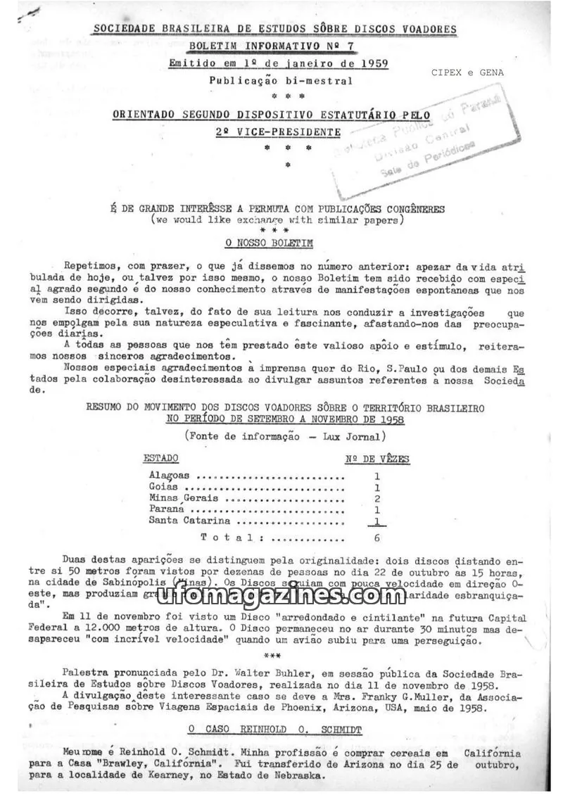 Cover of SBEDV issue Nº 7: BOLETIM INFORMATIVO