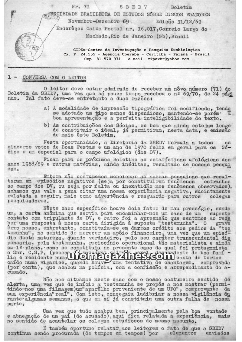Cover of SBEDV issue 71: SBEDV Boletim