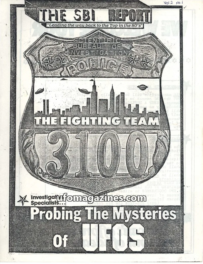 Cover of SCIENTIFIC BUREAU OF INVESTIGATION, INC. issue Vol. 2 No. 1: THE SBI REPORT