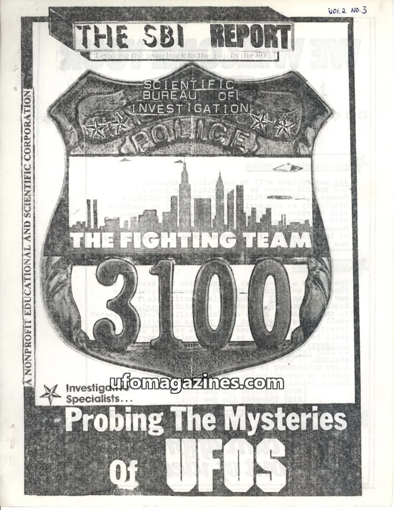 Cover of SCIENTIFIC BUREAU OF INVESTIGATION, INC. issue VOL.2 NO.3: THE SBI REPORT