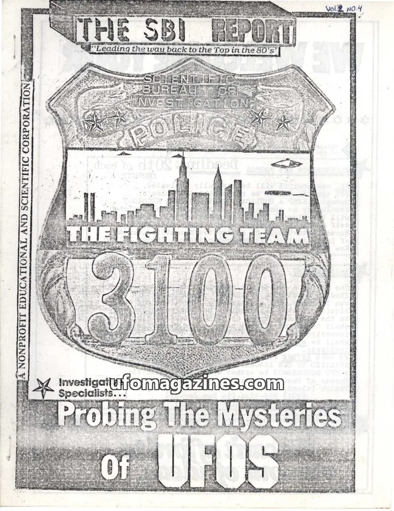 Cover of SCIENTIFIC BUREAU OF INVESTIGATION, INC. issue VOL.2 NO.4: THE SBI REPORT