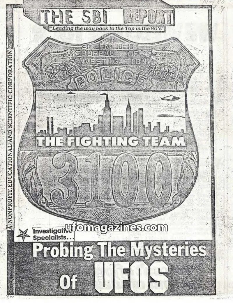 Cover of SCIENTIFIC BUREAU OF INVESTIGATION, INC. issue VOL.2, NO.9: THE SBI REPORT