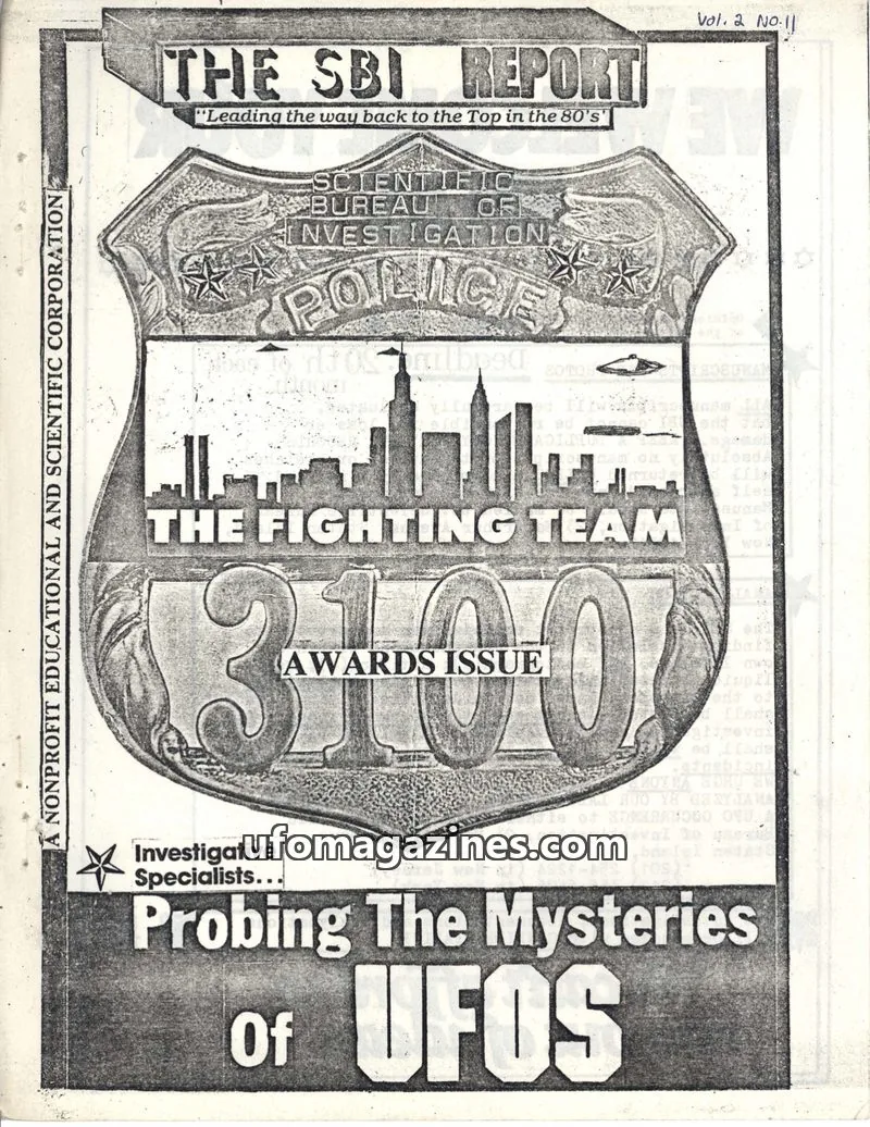 Cover of SCIENTIFIC BUREAU OF INVESTIGATION, INC. issue Vol. 2 NO.11: THE SBI REPORT