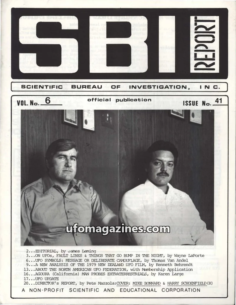 Cover of SCIENTIFIC BUREAU OF INVESTIGATION, INC. issue 41: SBI REPORT