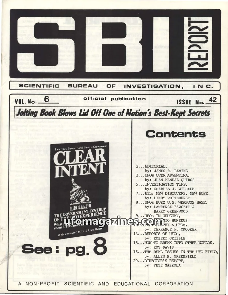 Cover of SCIENTIFIC BUREAU OF INVESTIGATION, INC. issue 42: SBI REPORT