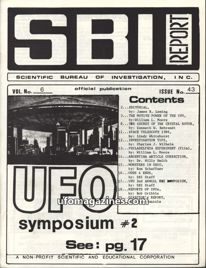 Cover of SCIENTIFIC BUREAU OF INVESTIGATION, INC. issue 43: SBI REPORT