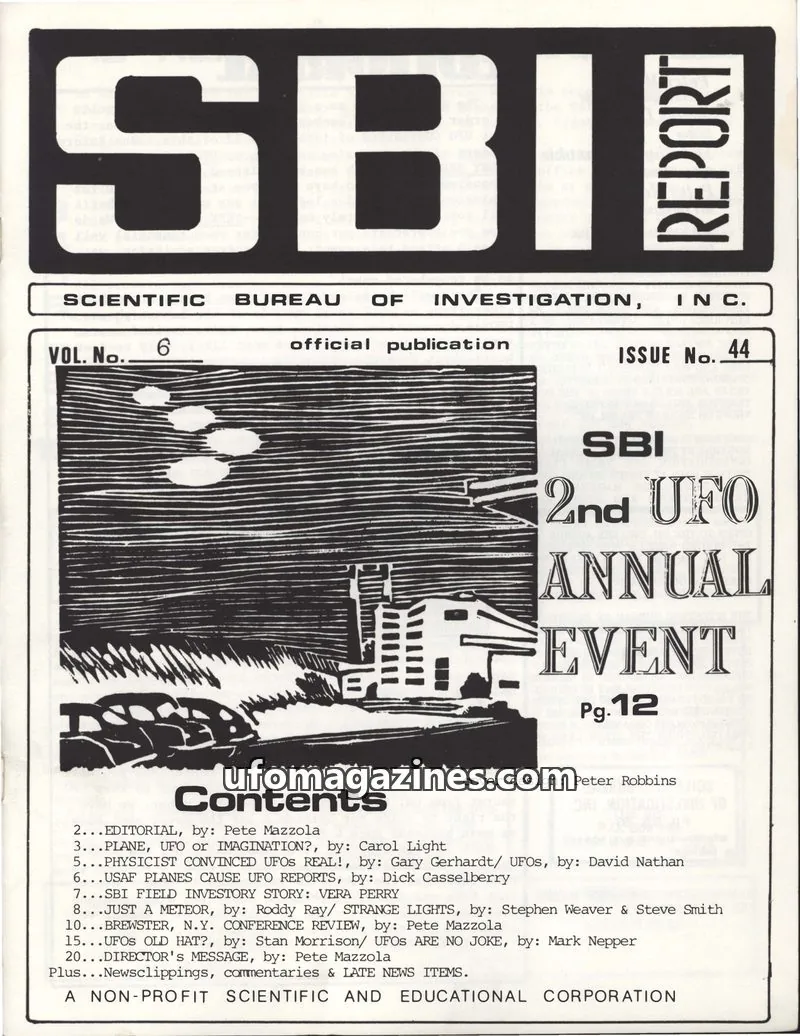 Cover of SCIENTIFIC BUREAU OF INVESTIGATION, INC. issue 44: SBI REPORT