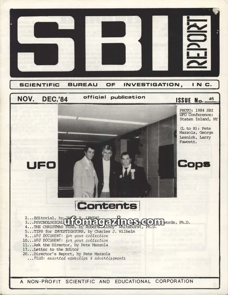 Cover of SCIENTIFIC BUREAU OF INVESTIGATION, INC. issue 46: SBI REPORT