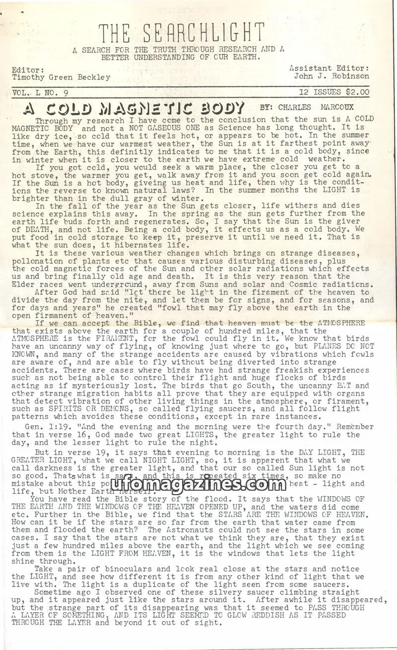 Cover of Searchlight (Timothy Green Beckley) issue 9: THE SEARCHLIGHT