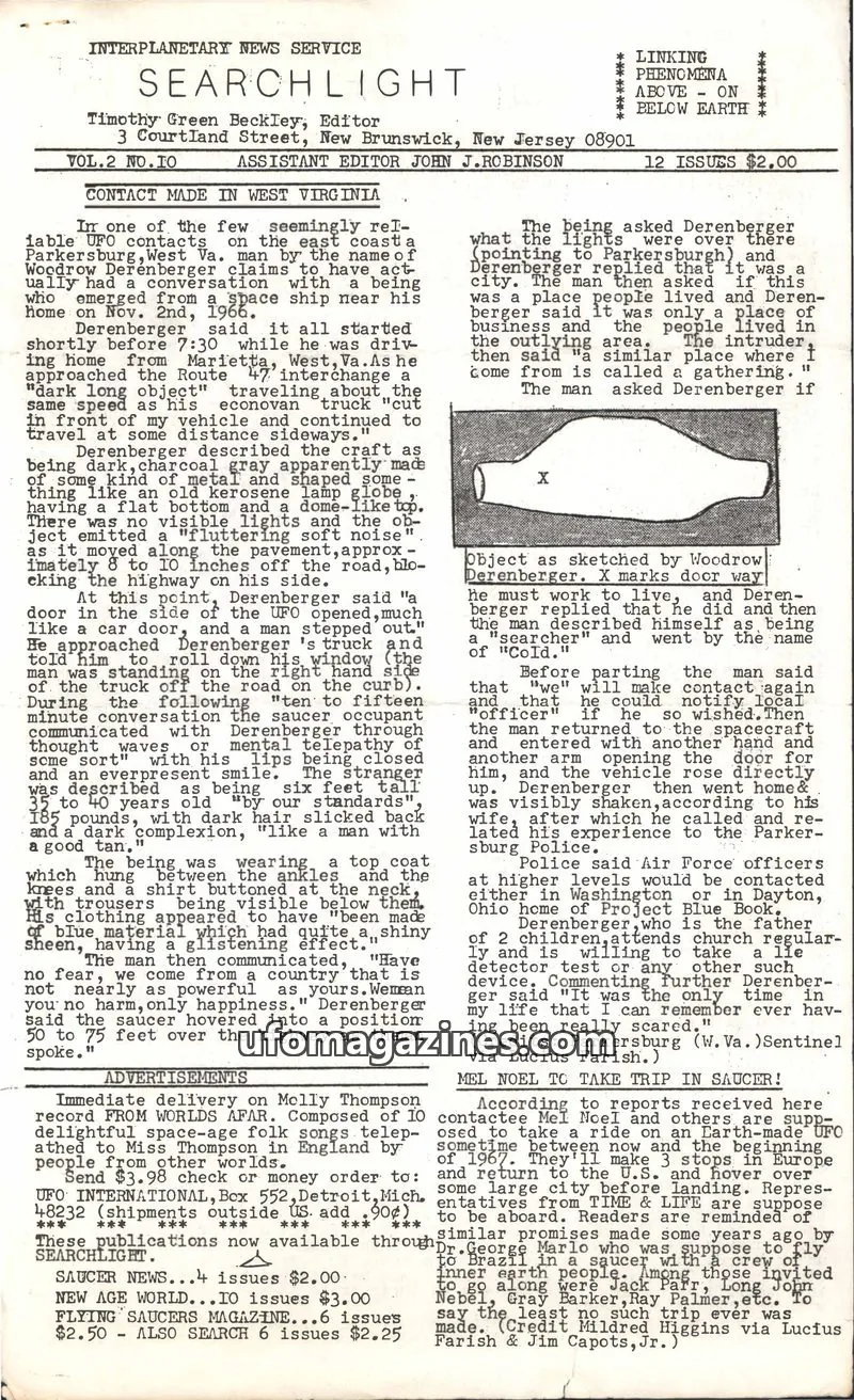 Cover of INTERPLANETARY NEWS SERVICE issue VOL.2 NO.10: SEARCHLIGHT