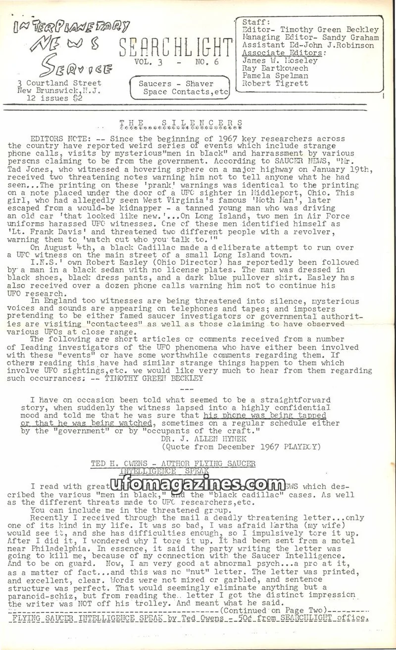 Cover of SEARCHLIGHT SERVICE issue VOL. 3 - NO. 6: INTERPLANETARY NEWS SEARCHLIGHT