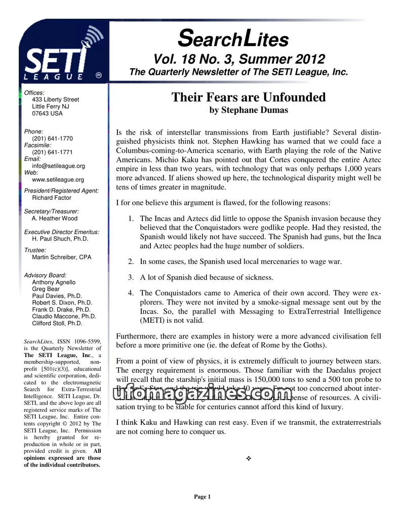 Cover of SearchLites (SETI League) issue Vol. 18 No. 3: SearchLites