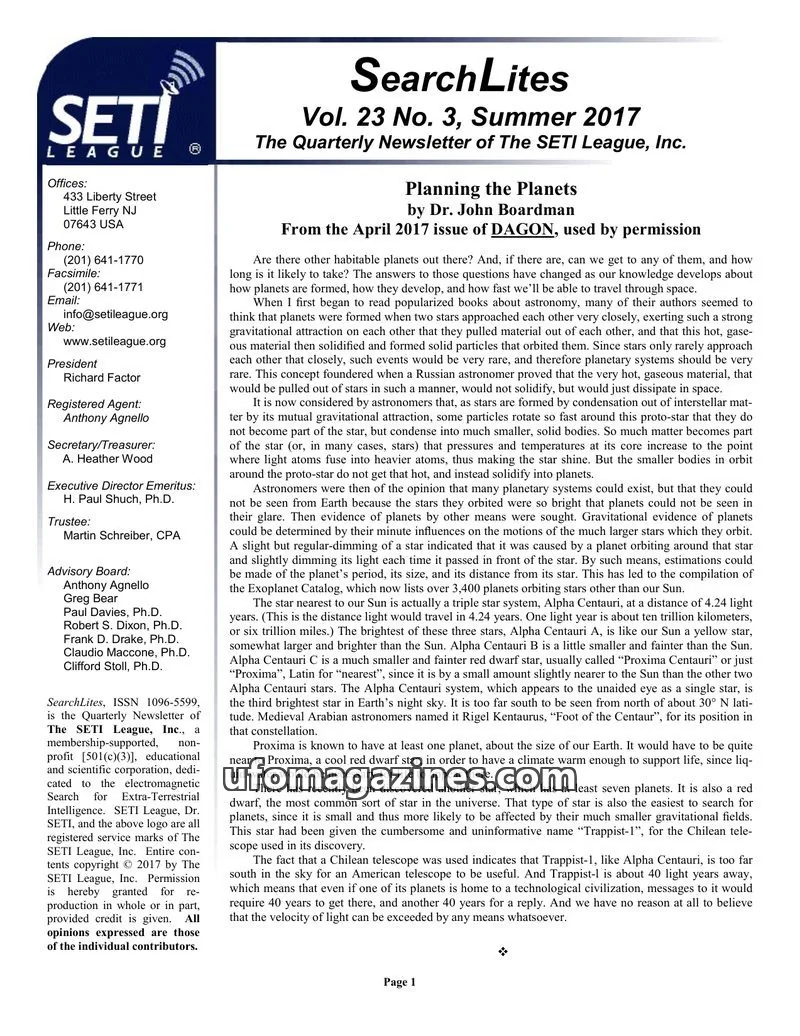 Cover of SearchLites (SETI League) issue Vol. 23 No. 3: SearchLites