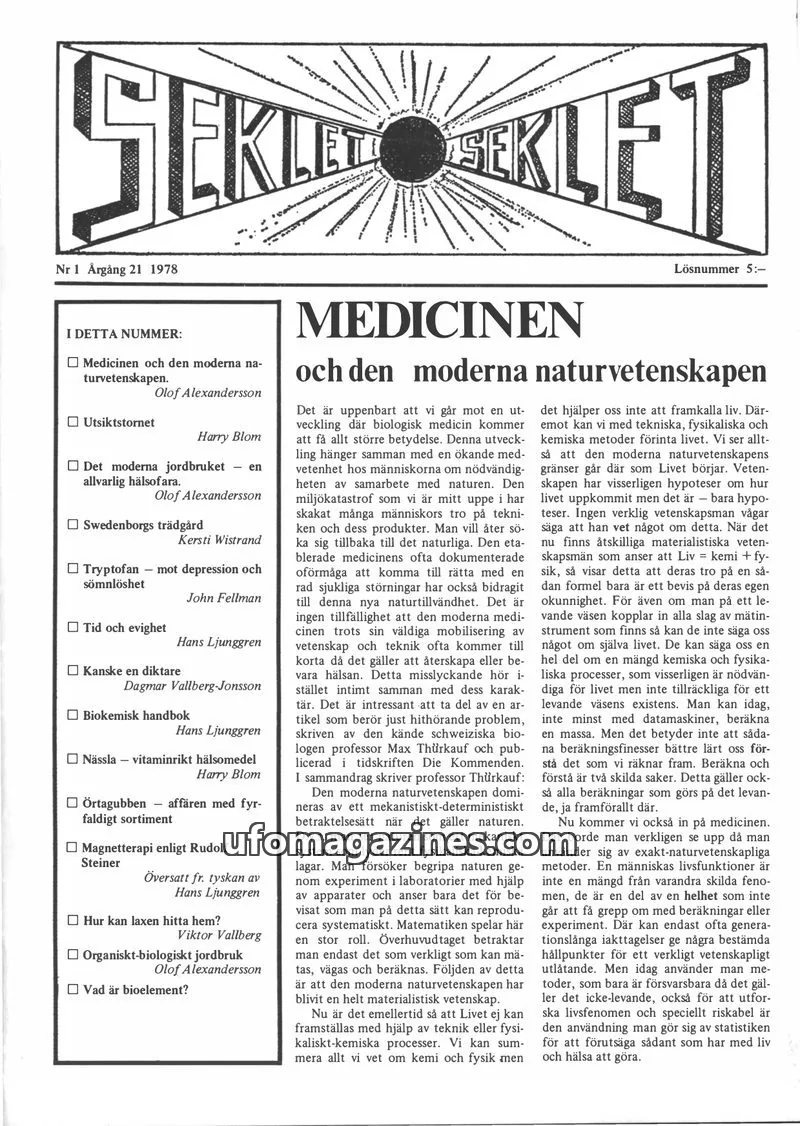 Cover of Seklet issue 1: MEDICINEN