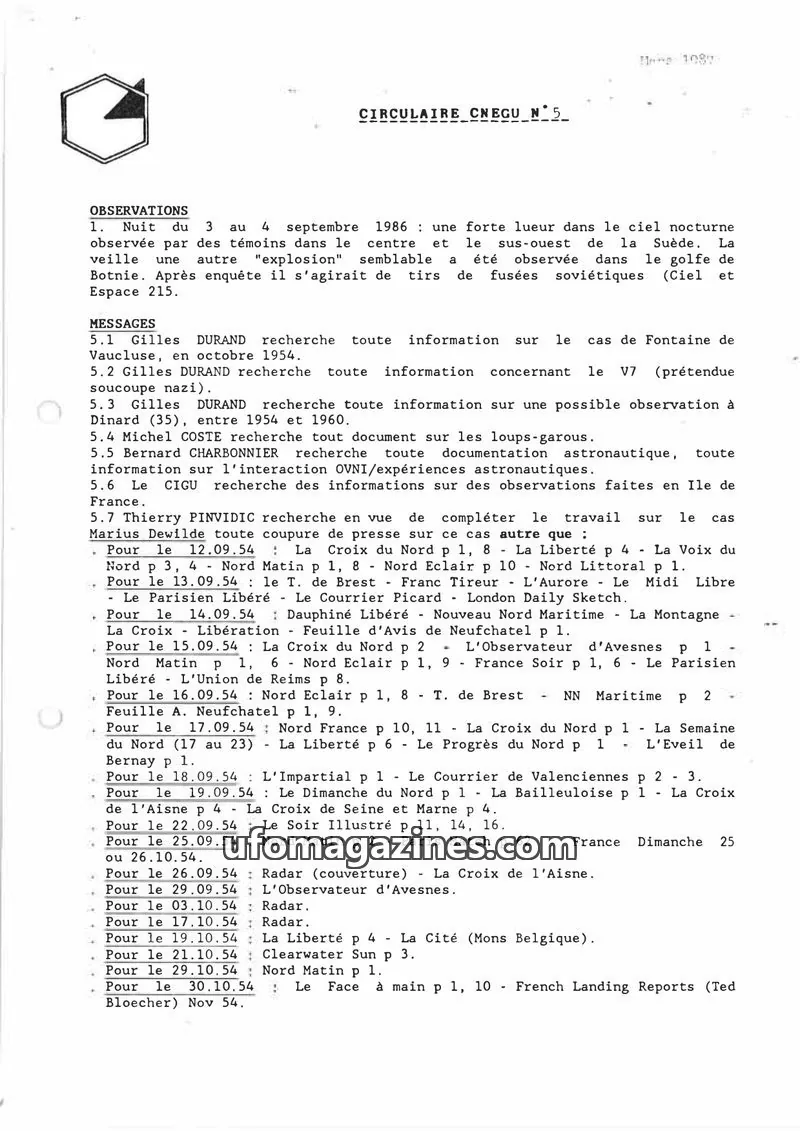 Cover of Circulaire CNEGU issue N5: CIRCULAIRE CNEGU