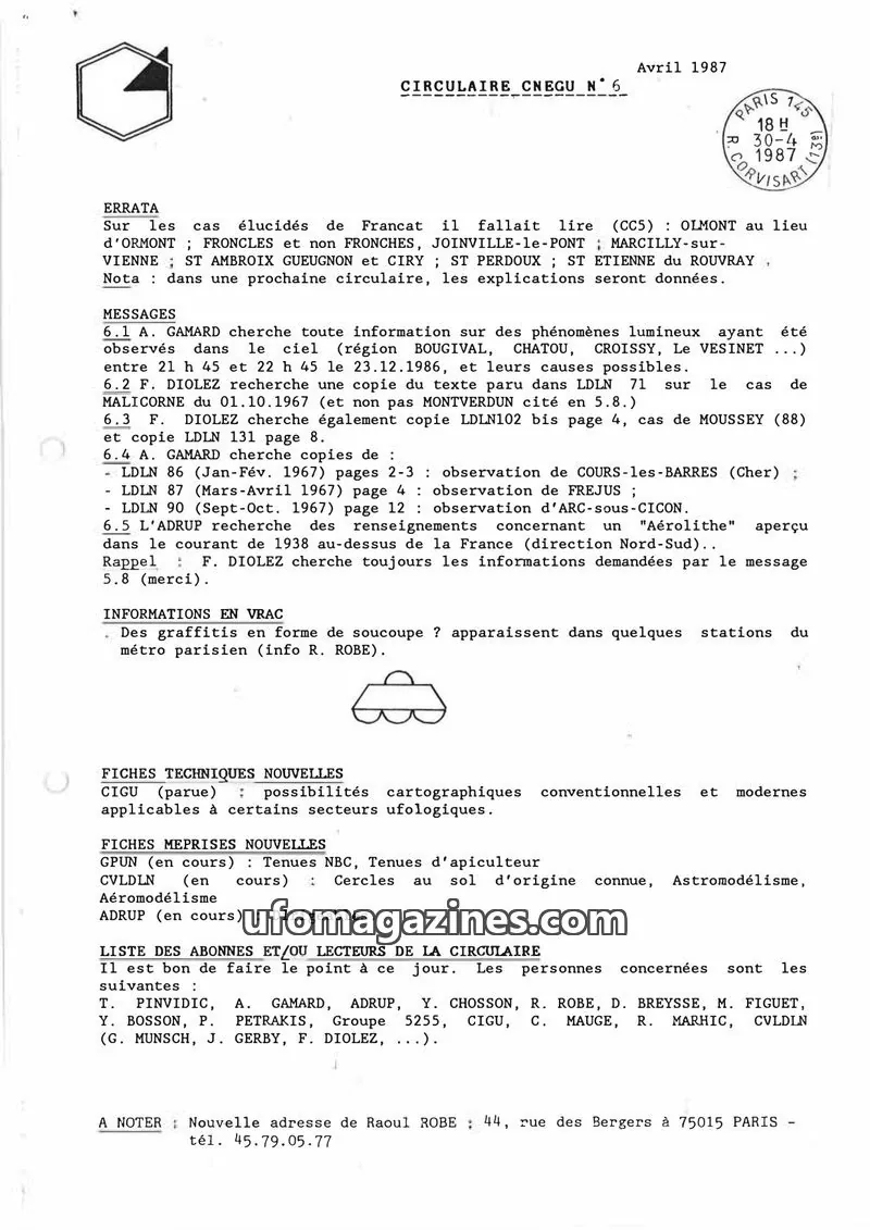 Cover of Circulaire CNEGU issue N° 6: CIRCULAIRE CNEGU