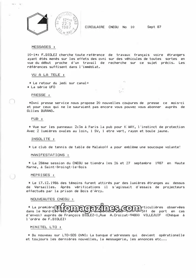 Cover of CNEGU issue 10: CIRCULAIRE CNEGU