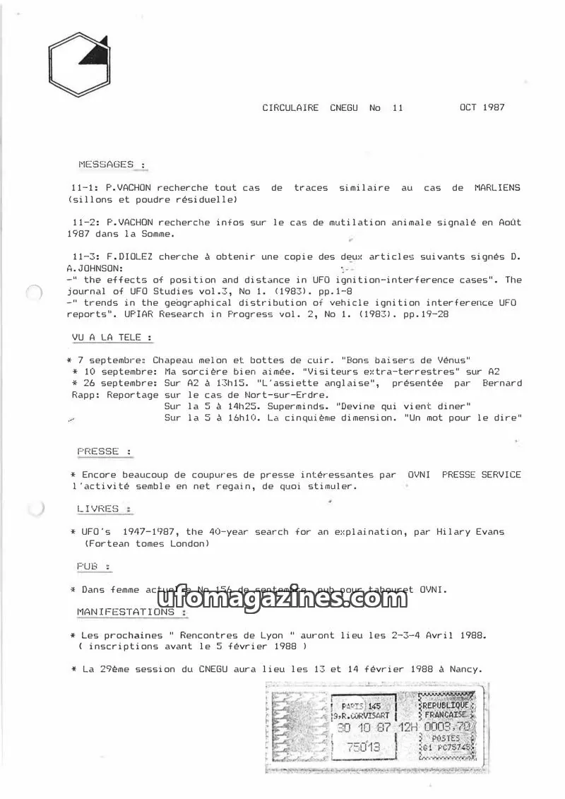 Cover of CNEGU issue 11: CIRCULAIRE CNEGU