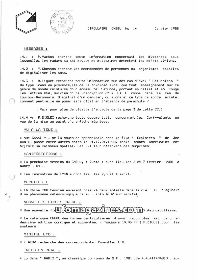 Cover of CNEGU issue 14: CIRCULAIRE CNEGU