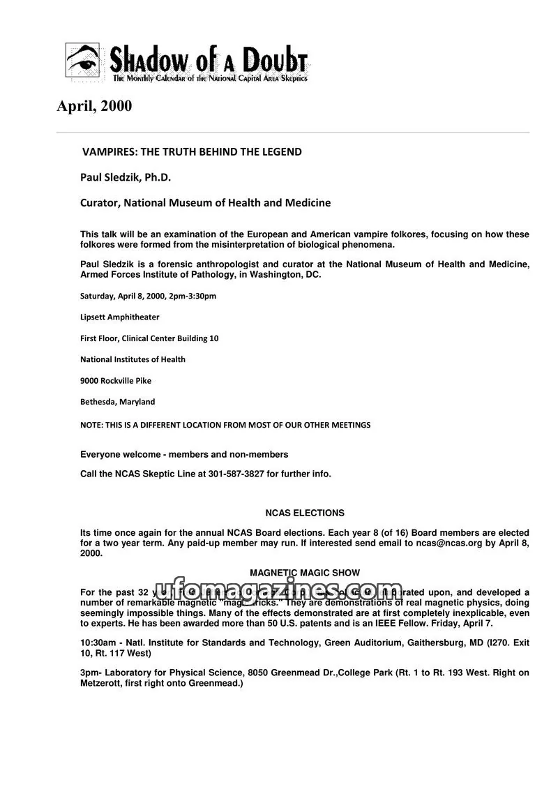 Cover of Shadow of a Doubt (NCAS) issue April, 2000: Shadow of a Doubt
