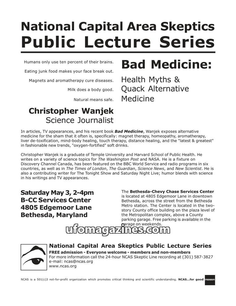 Cover of Shadow of a Doubt (NCAS) issue May 2003: National Capital Area Skeptics Public Lecture Series