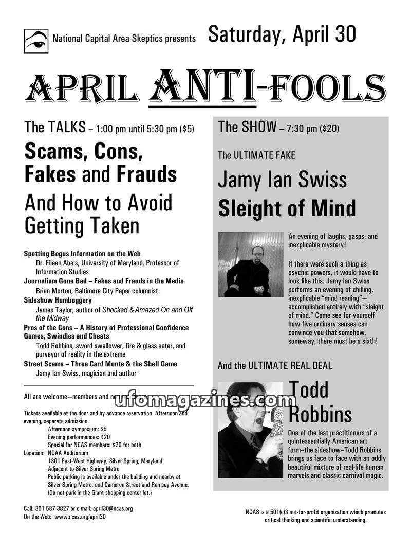 Cover of Shadow of a Doubt (NCAS) issue April 2005: Shadow Of A DOUBT