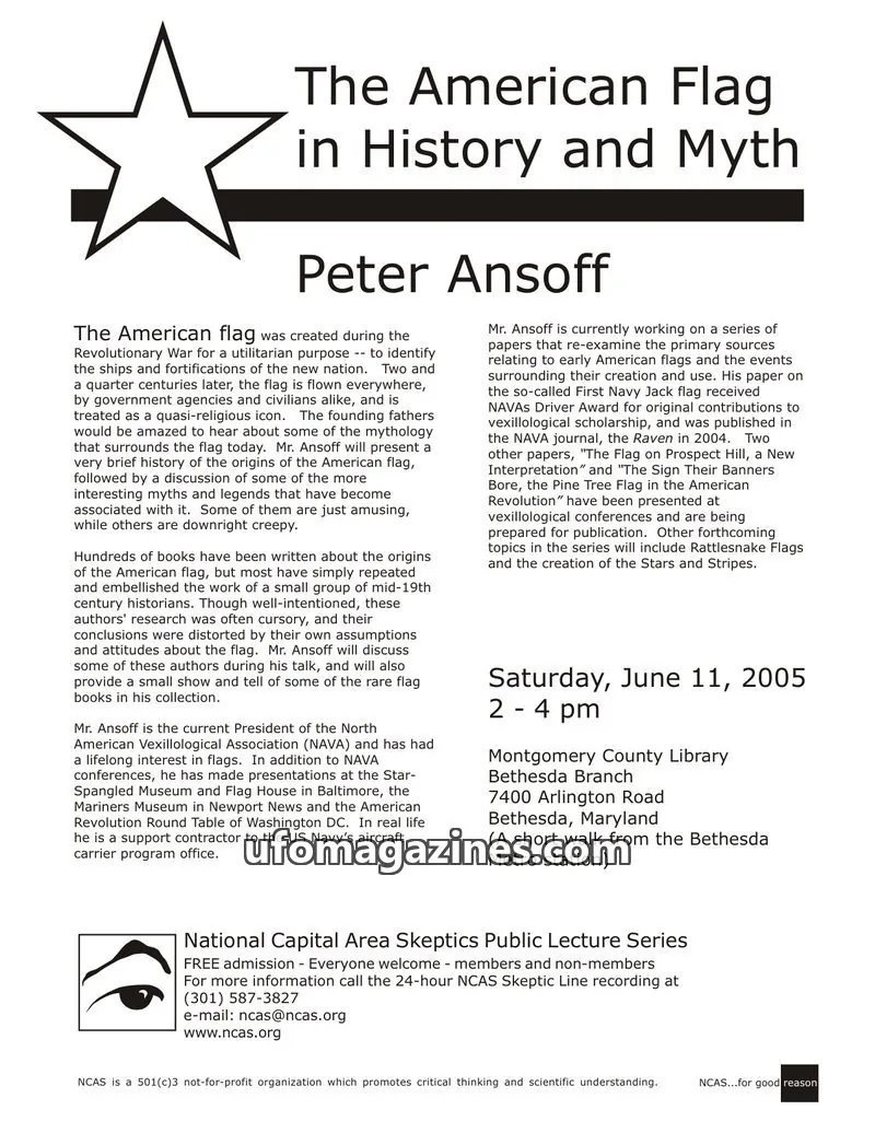 Cover of Shadow of a Doubt (NCAS) issue June 2005: The American Flag in History and Myth