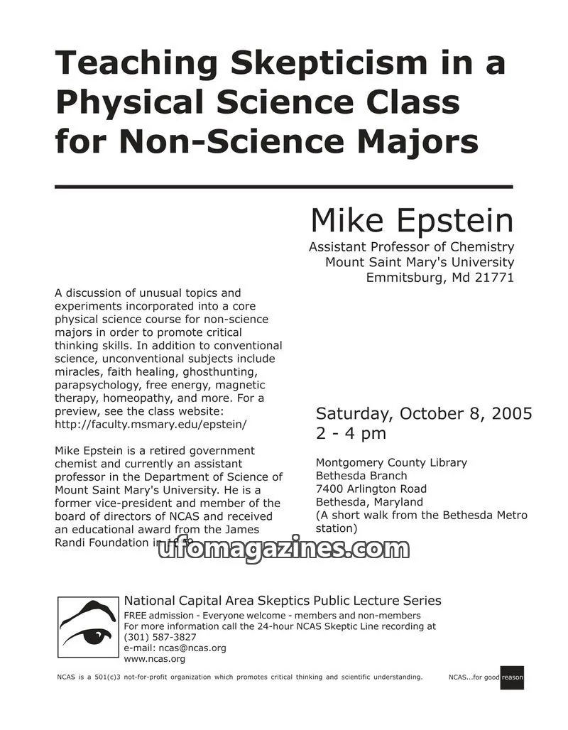 Cover of Shadow of a Doubt (NCAS) issue OCTOBER 2005: SHADOW OF A DOUBT