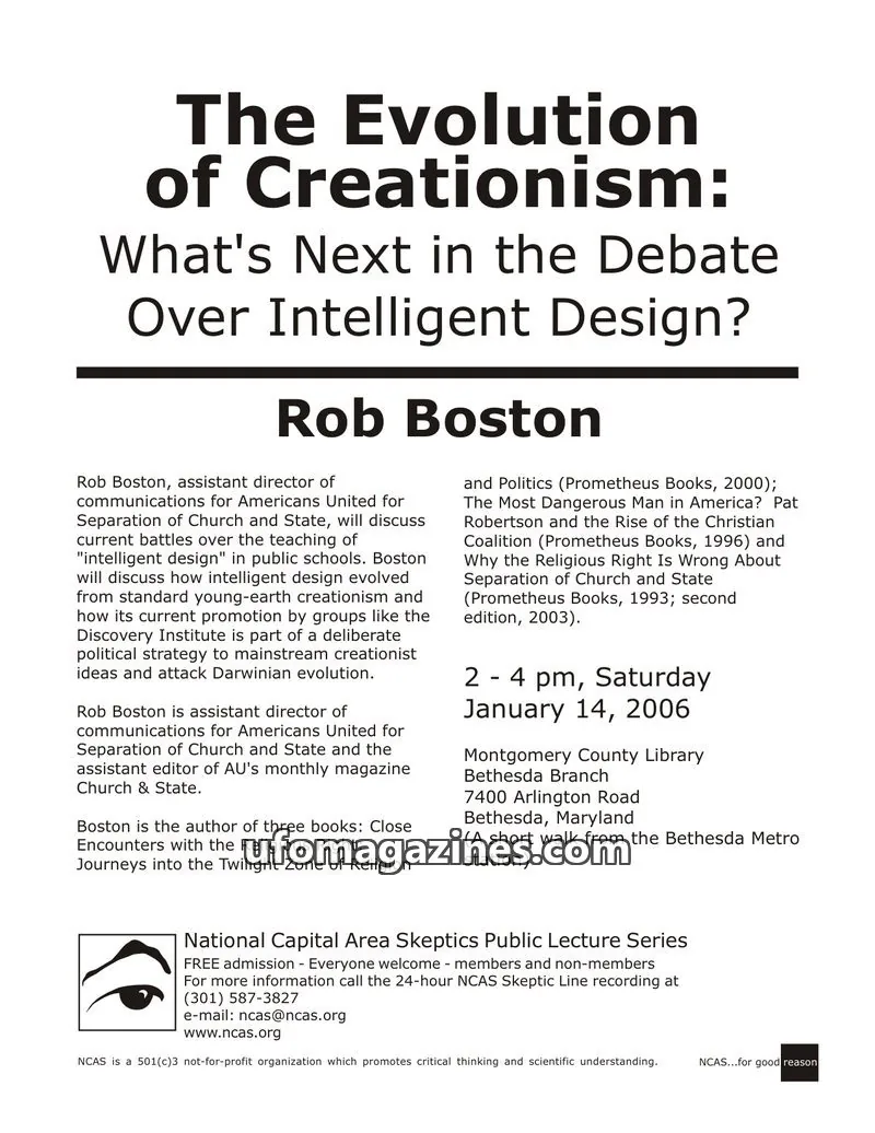 Cover of Shadow of a Doubt (NCAS) issue January 2006: The Evolution of Creationism: What's Next in the Debate Over Intelligent Design?