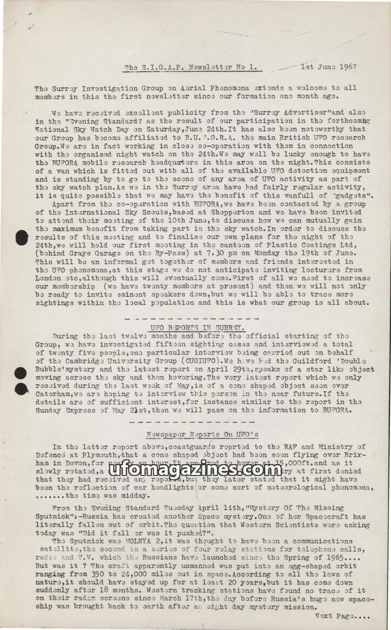 Cover of SIGAP Newsletter issue No 1: The S.I.G.A.P. Newsletter