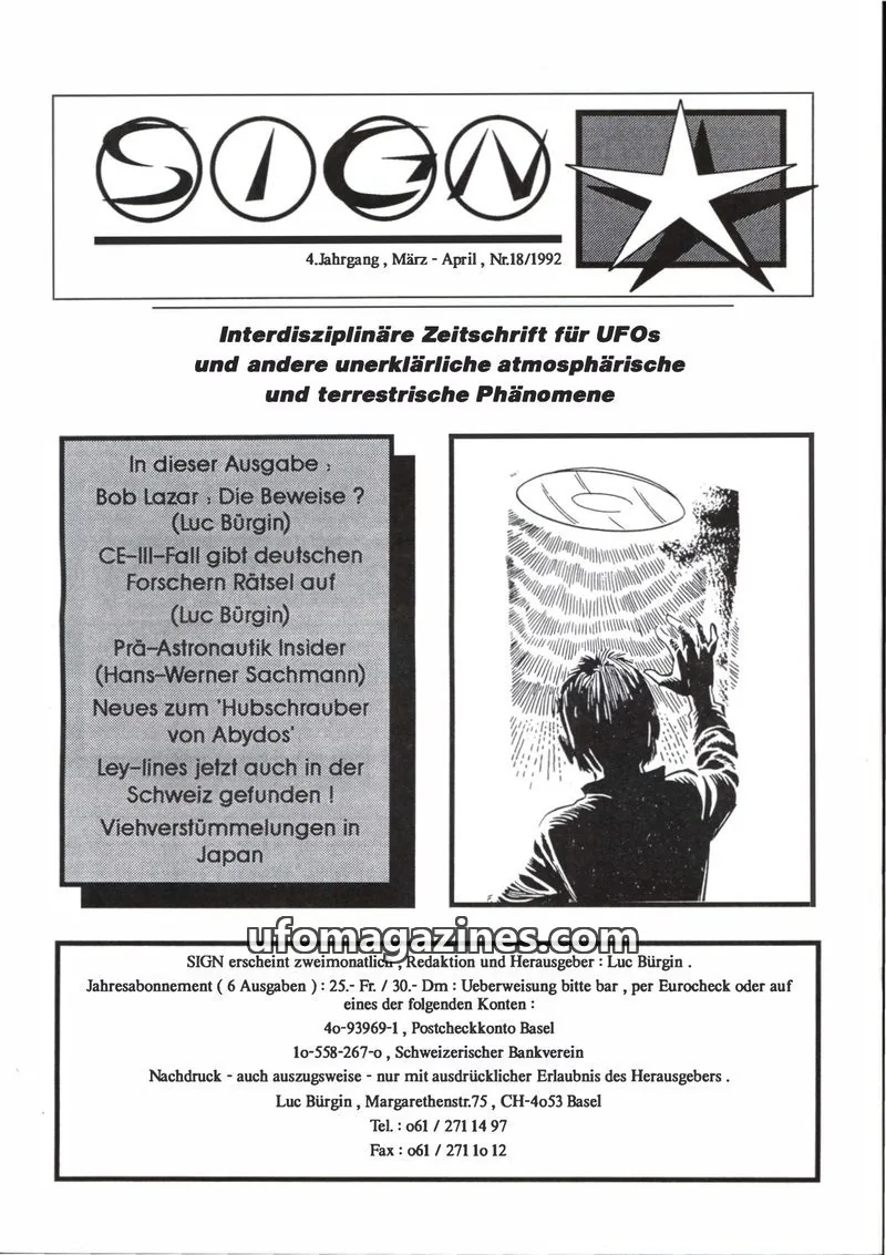 Cover of Sign (Luc Burgin) issue Nr.18/1992: SIGN