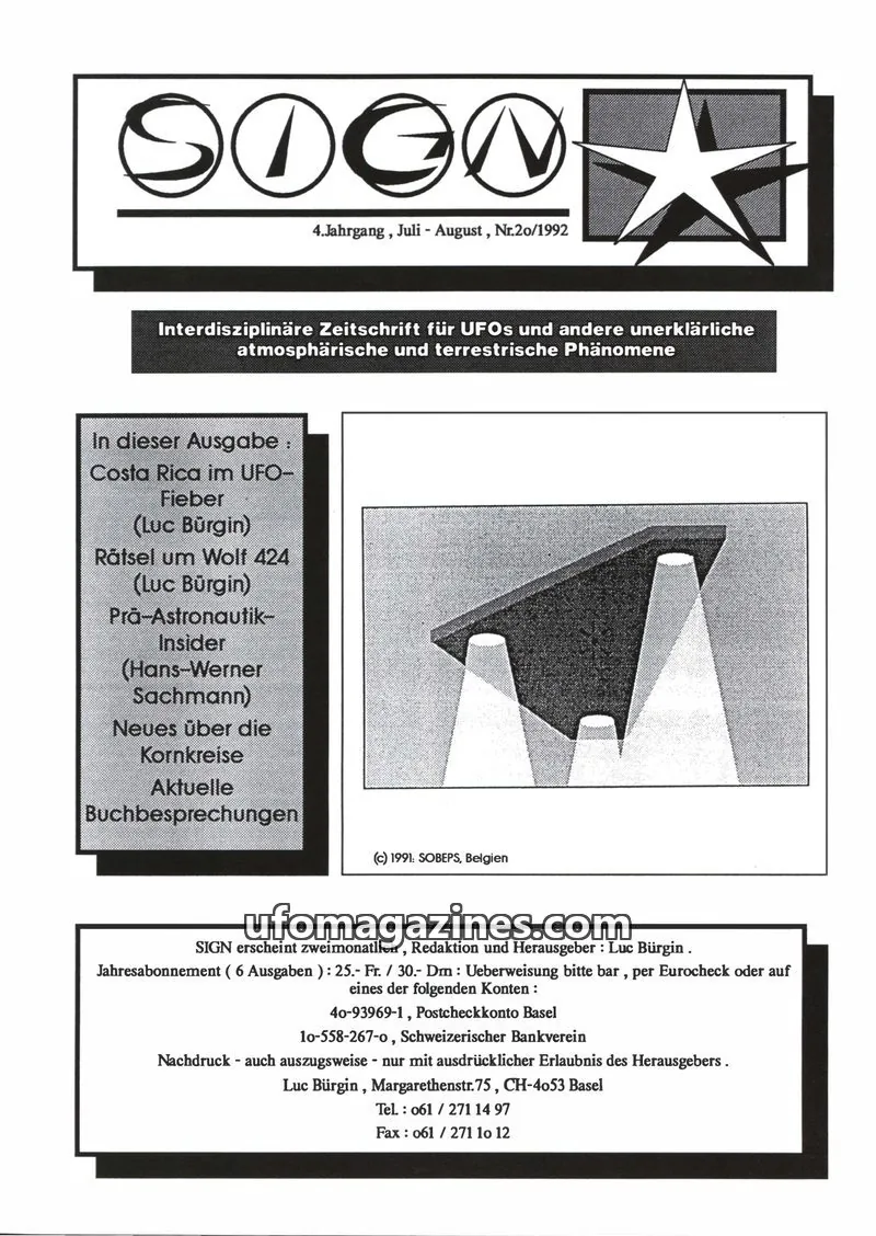 Cover of Sign (Luc Burgin) issue 20/1992: SIGN