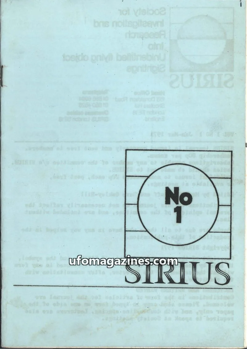 Cover of SIRIUS issue 1: SIRIUS