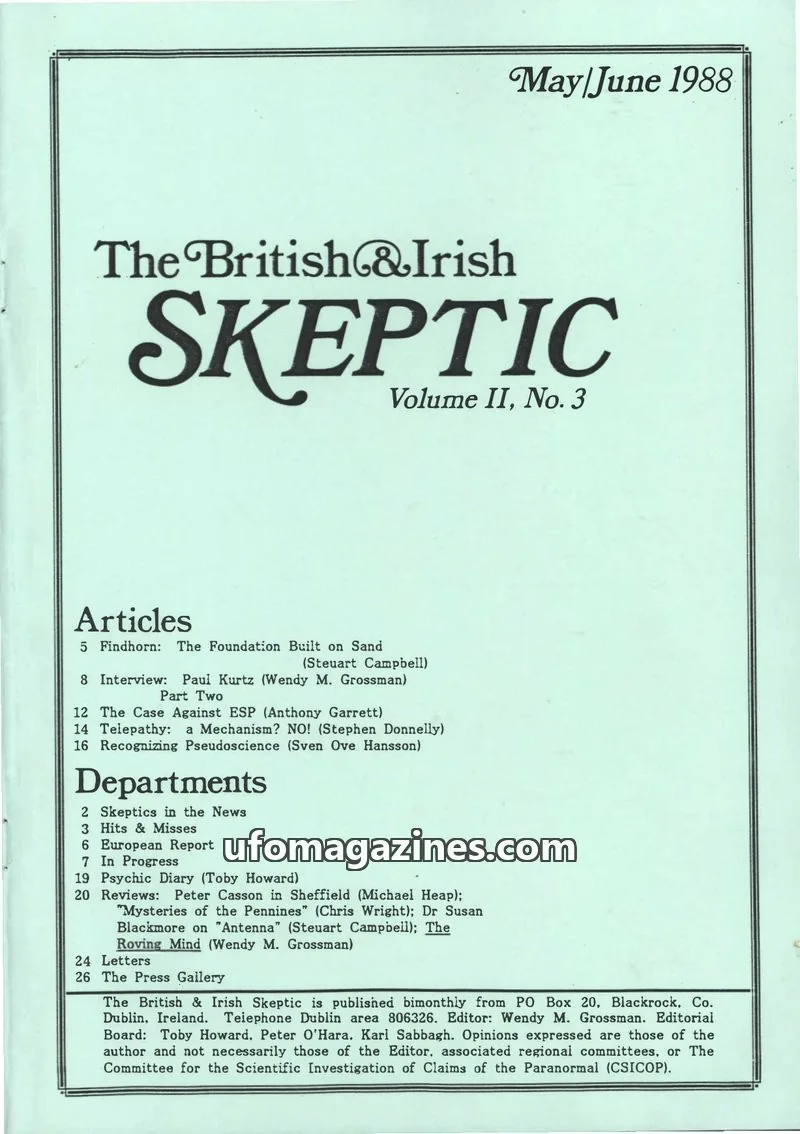 Cover of Skeptic issue Volume II, No. 3: The British & Irish SKEPTIC