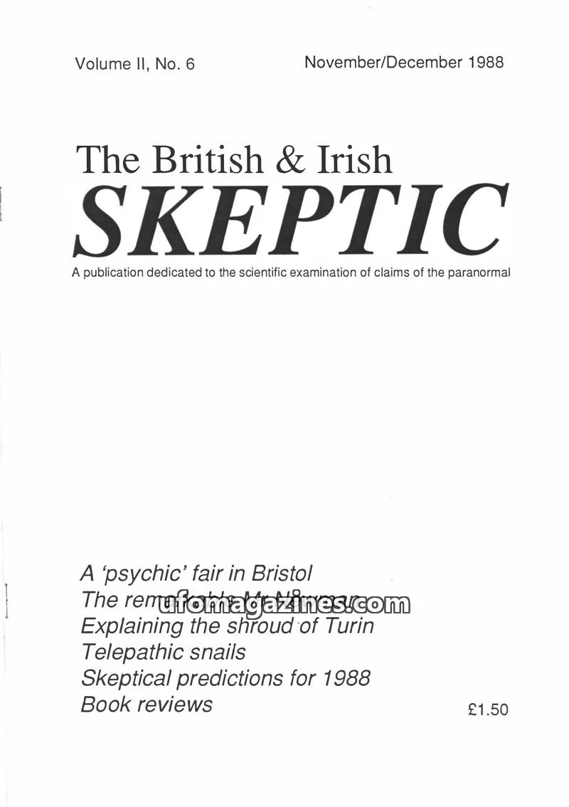 Cover of Skeptic issue II, No. 6: The British & Irish SKEPTIC
