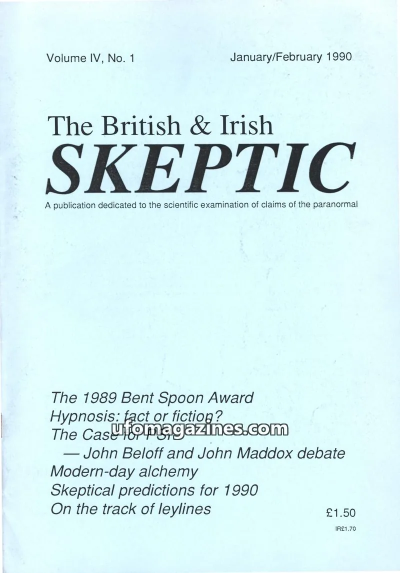 Cover of Skeptic issue Vol. IV, No. 1: The British & Irish SKEPTIC