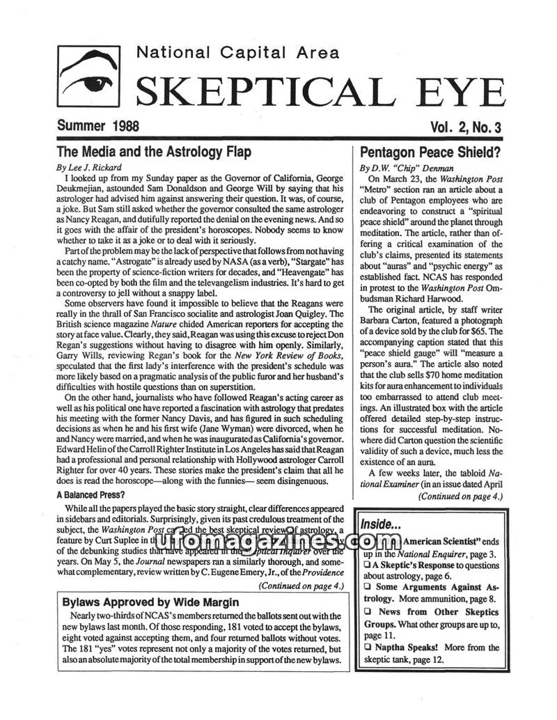 Cover of Skeptical Eye (NCAS) issue Vol. 2, No. 3: Skeptical Eye