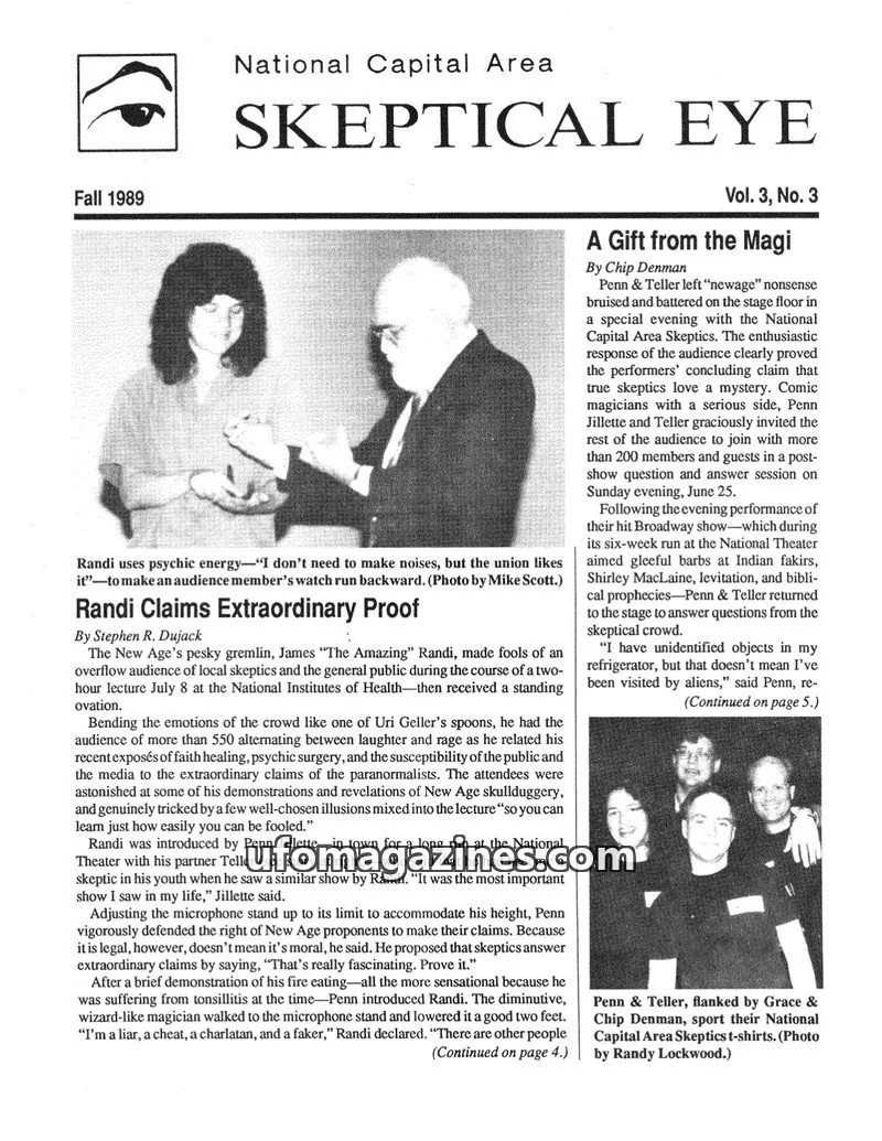 Cover of Skeptical Eye (NCAS) issue Vol. 3, No. 3: National Capital Area SKEPTICAL EYE