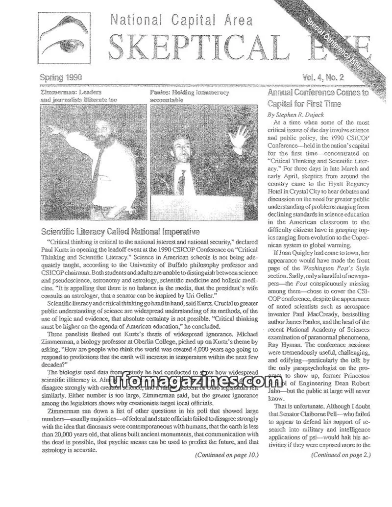 Cover of Skeptical Eye (NCAS) issue Vol. 4, No. 2: National Capital Area SKEPTICAL EYE