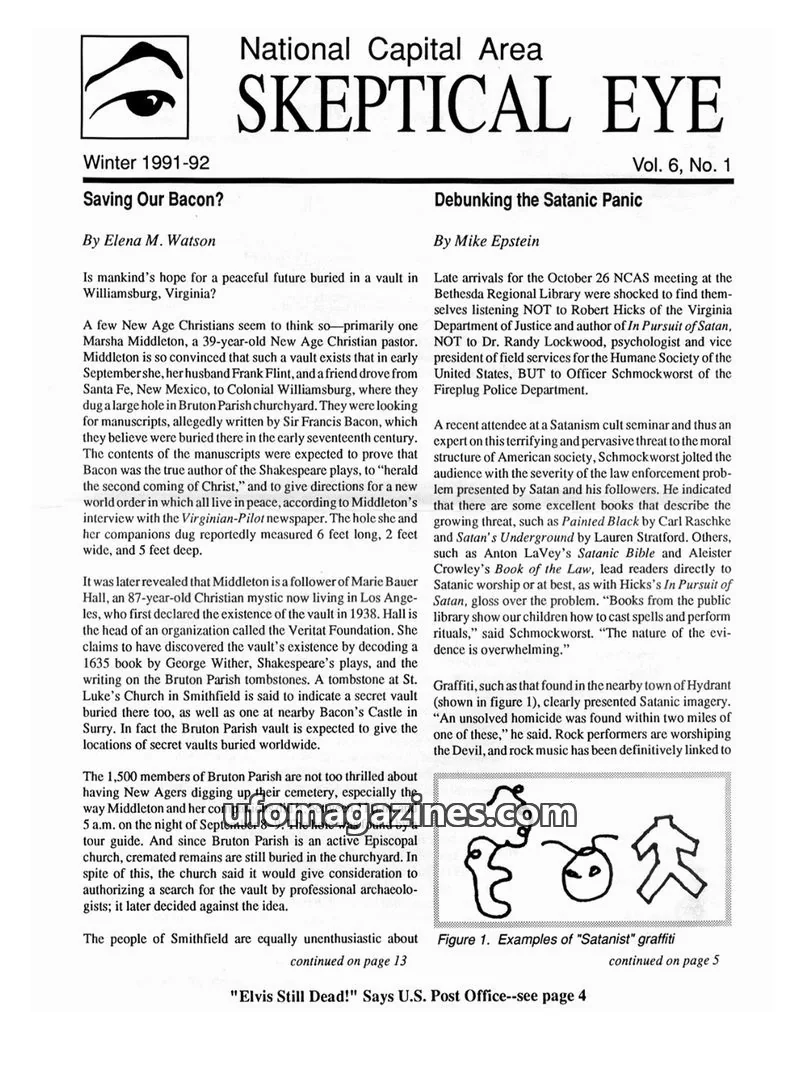Cover of Skeptical Eye (NCAS) issue Vol. 6, No. 1: National Capital Area SKEPTICAL EYE